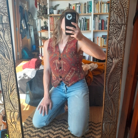 Vintage woven carpet vest - Picture 1 of 16